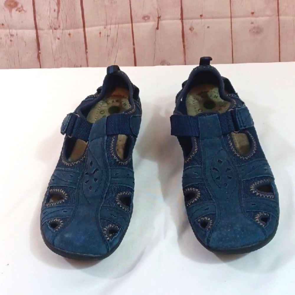 Earth Orgins Taye  Suede Leather Chunky  Blue Light Weight  Beachy Sandals 9 M
